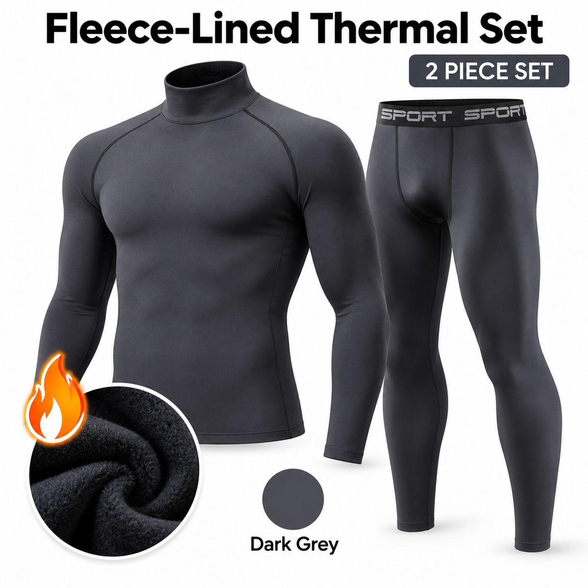 6-PACK ONLY $24---Men's Everyday Fleece-Lined Thermal Set