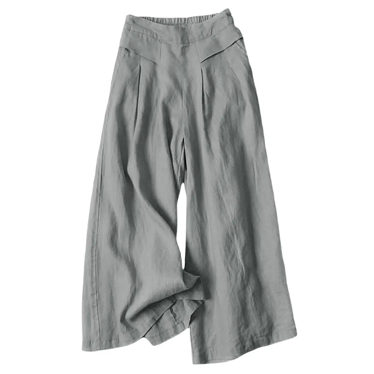 Womens Pleated High Waist Culottes Wide Leg CapriPants Cotton Linen