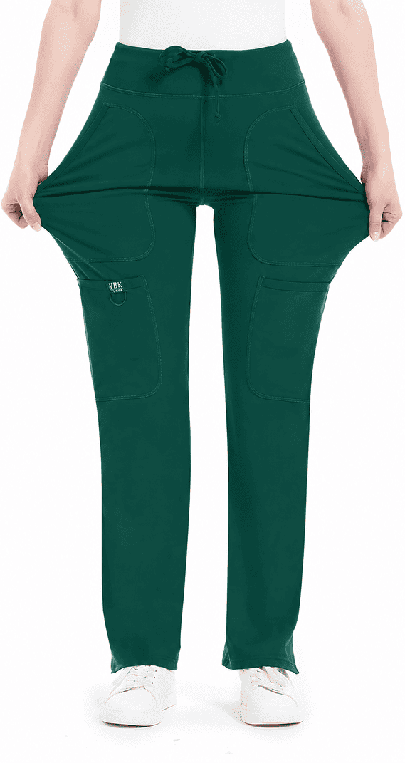 Women's Yoga Scrub Pants - 4-Way Stretch Work Pants with 5 Pockets
