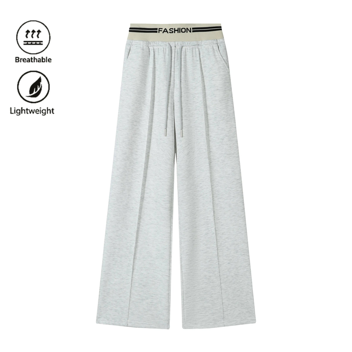 Women's Contrast Waistband Wide Leg Sweatpants, Soho Chic Casual Loose Trousers, Spring Autumn Daily Commute Shopping Fashion Bottoms