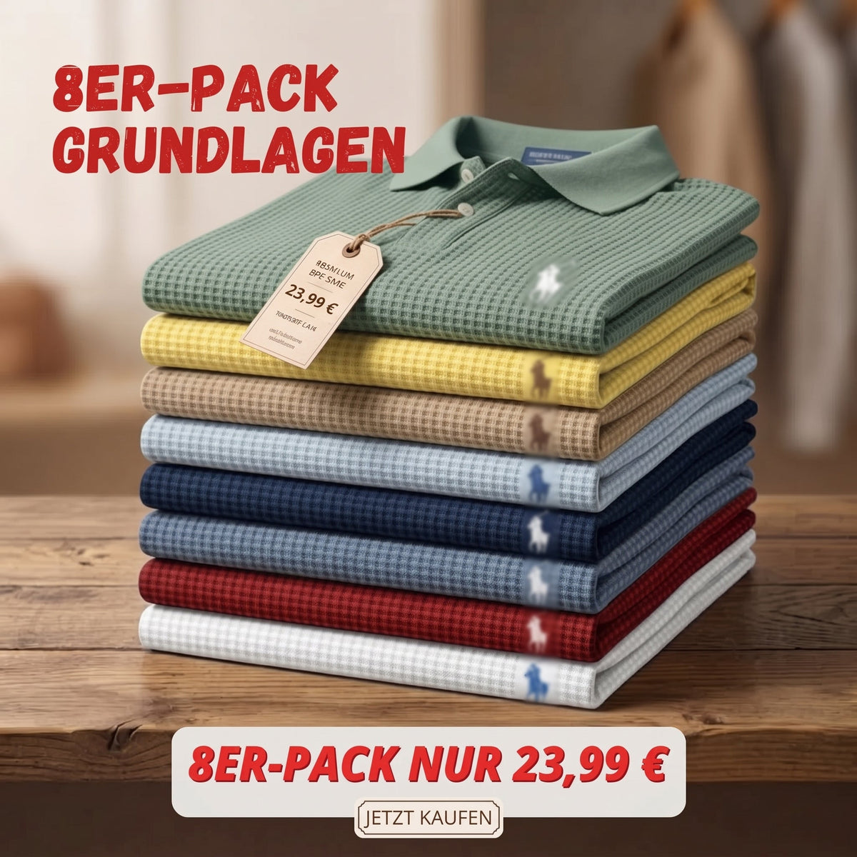 Herren Waffel-Poloshirt, texturiertes Freizeit-Urlaubs-Revers, gerippter Polokragen, kurzarm