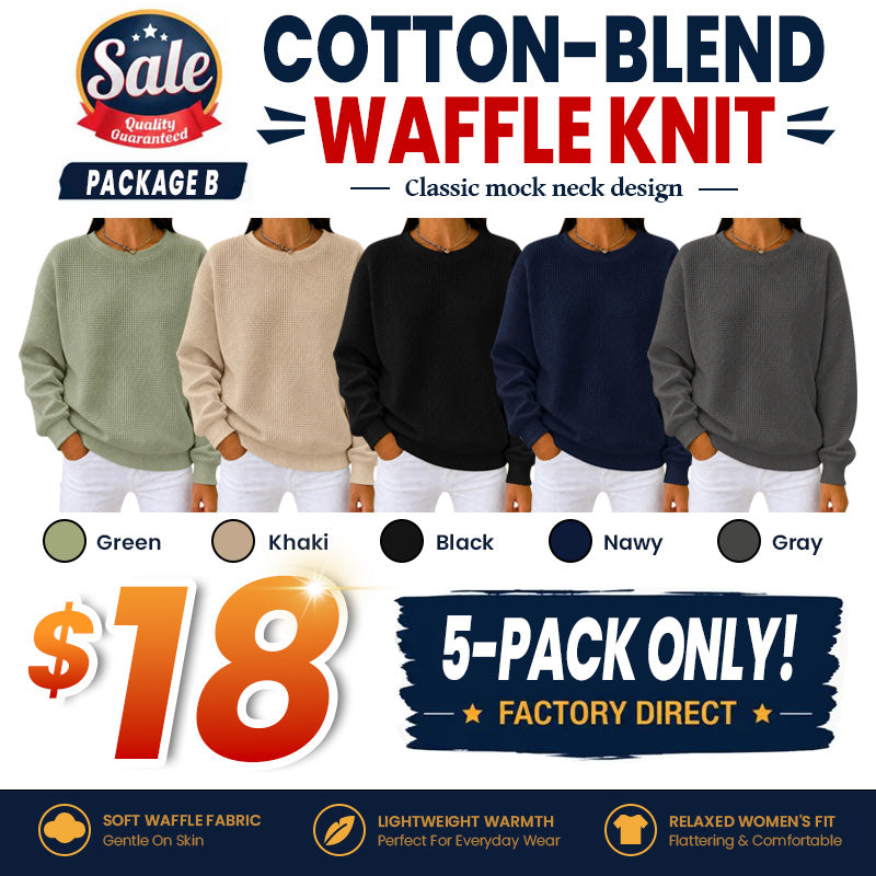 🔥 CLEARANCE SALE🔥 Women's Waffle Knit Crewneck Sweatshirt