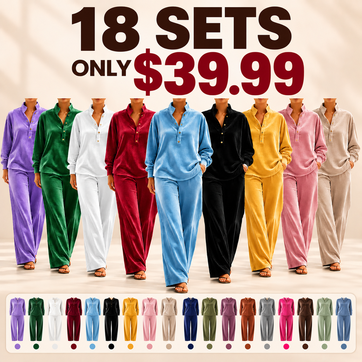 Loose And Cozy Velvet Two-piece Set (top And Pants)