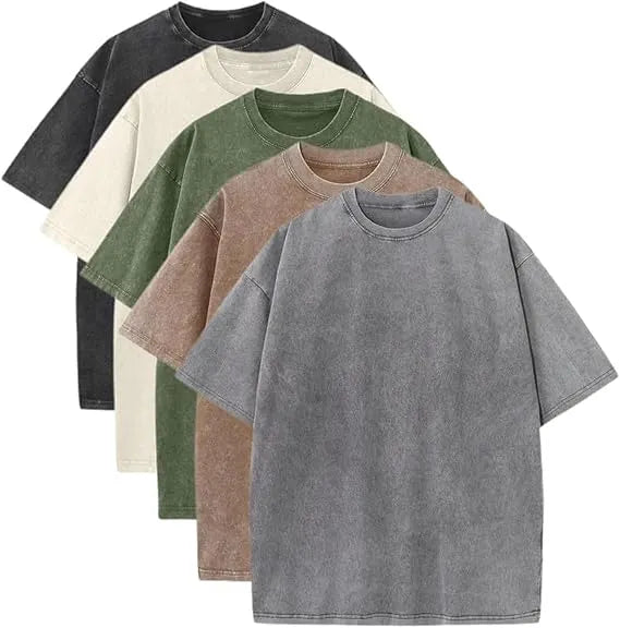 Men's Plus Size 100% Cotton Acid Wash Oversized Heavyweight Vintage T-Shirt