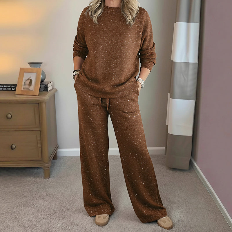 ⏳ Weihnachts-Sonderaktion: 50 % Rabatt! ⏰ Damen-Glitzer-Weihnachts-Zweiteiler: Sweatshirt & Hose