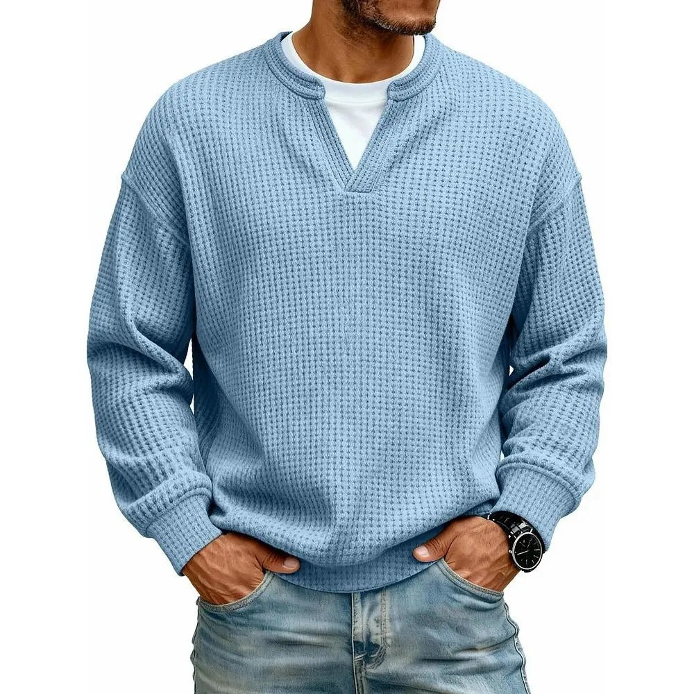 🍂Autumn Sale🍂Men's Minimalist Waffle-Knit Long-Sleeve T-Shirt
