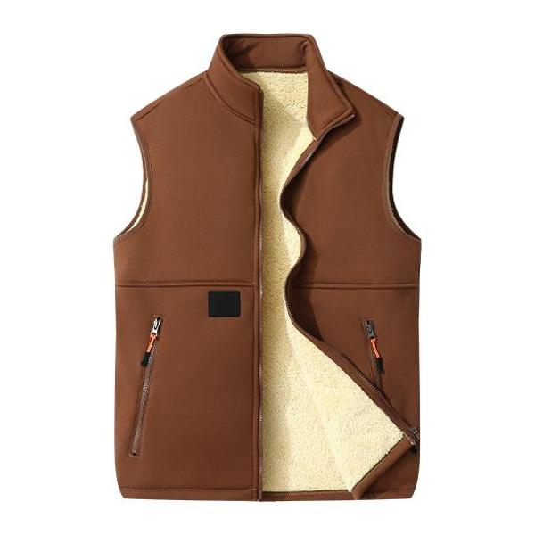 Men's Fleece Lined Winter Vest with Full Zip and Zippered Pockets