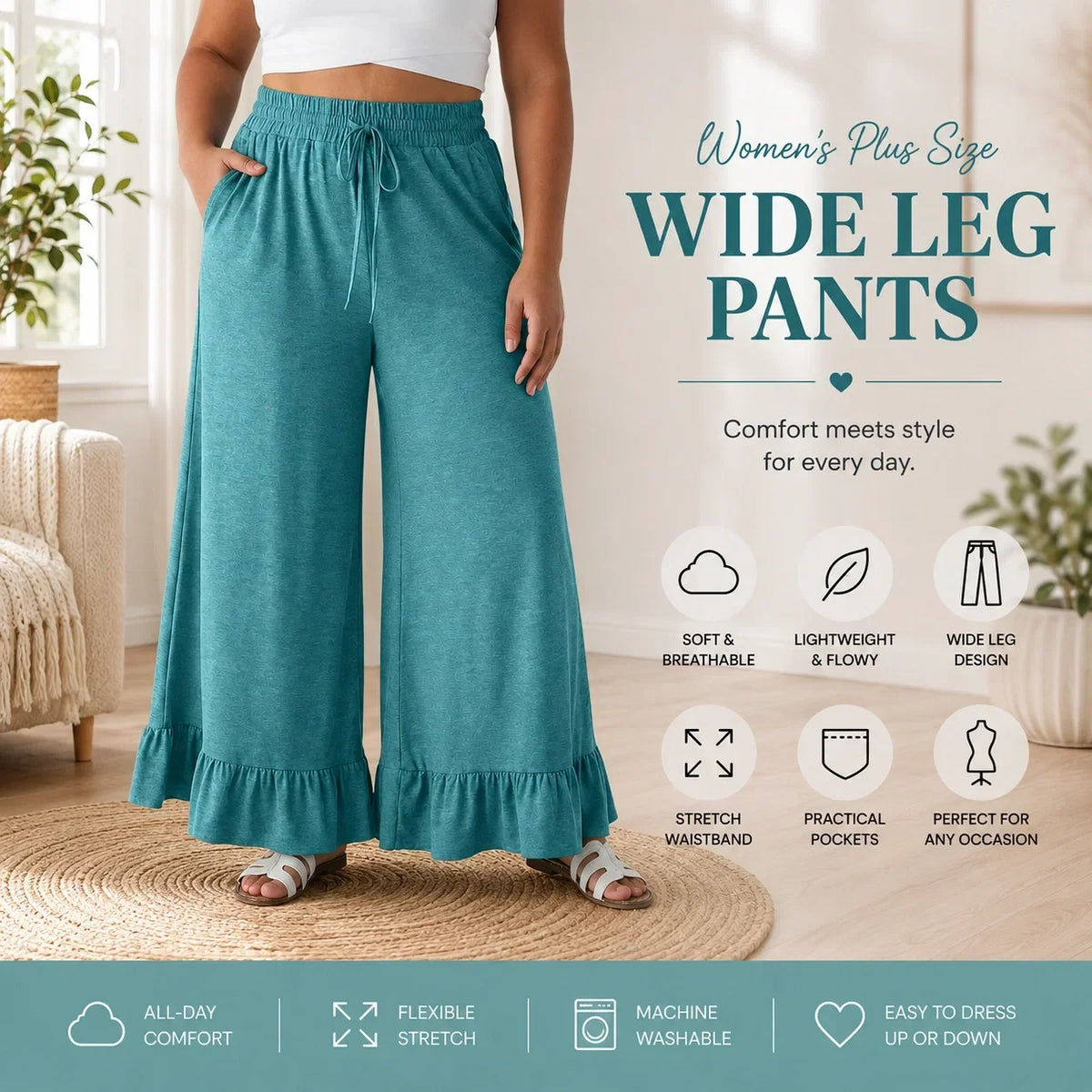 💝💝Limited Stock!🔥Women's Plus Size Wide Leg Pants