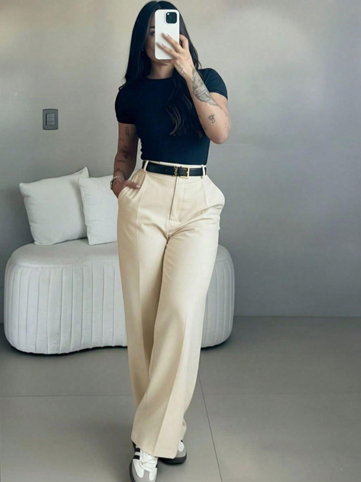 Women's High Waist Straight Leg Suit Pants