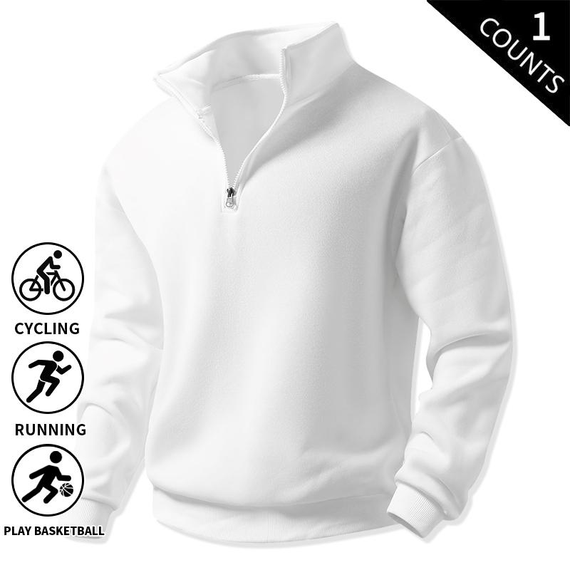 Men's 3-Pack 100% Cotton Brushed Fleece Relaxed-Fit Quarter-Zip Sweatshirts
