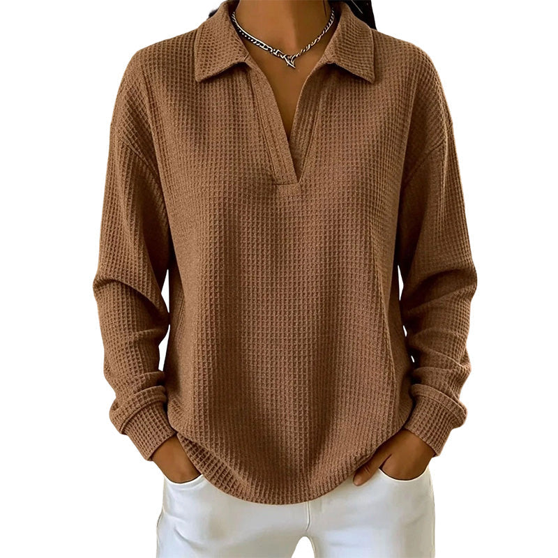 Bestseller 🏆🧶 Women's knitted top with V-neck and long sleeves