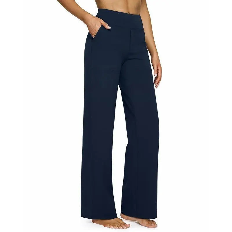 💚Women's High-Waist Wide Leg Pants – Business Casual Yoga Dress Pants with Pockets