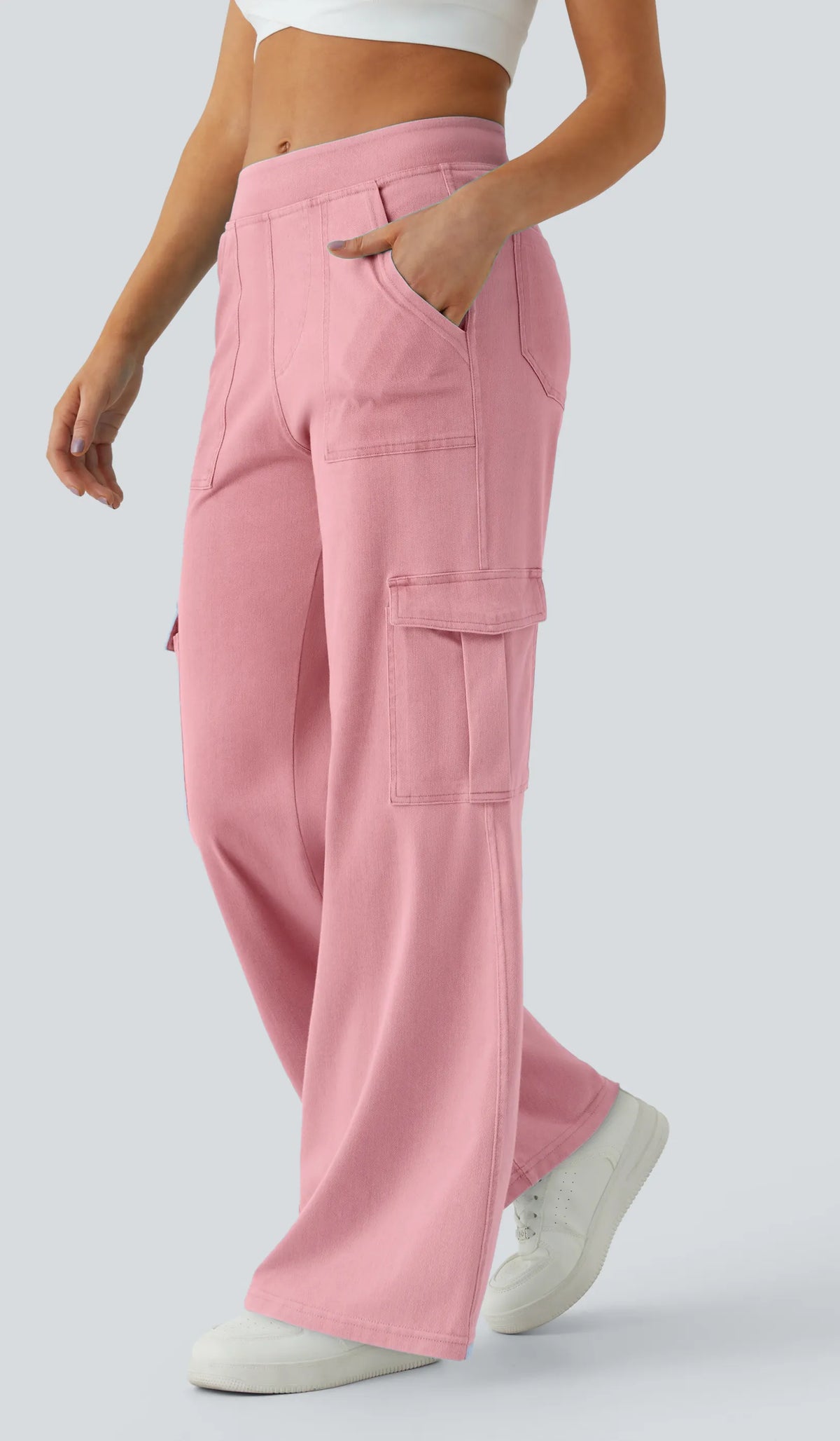 Mid Rise Multi Pockets Straight Leg Stretch Casual Cargo Jeans