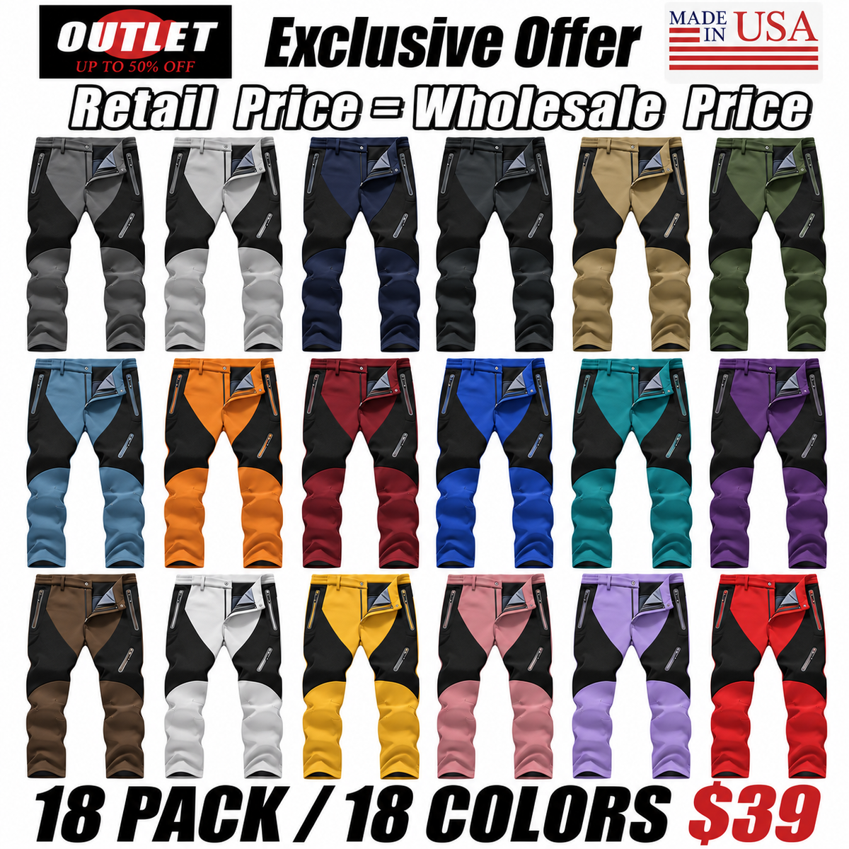 Men's Waterproof Insulated Fleece-Lined Pants