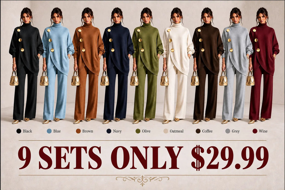Elegant Knit Asymmetrical Button Set