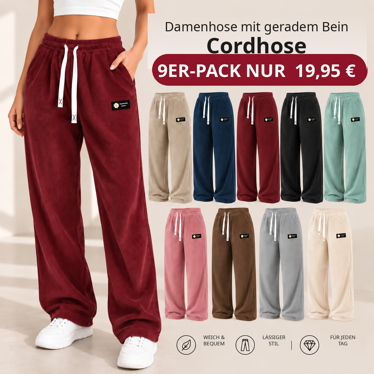 KNAPPER LAGERBESTAND – Damen-Cordhose aus 100 % Baumwolle