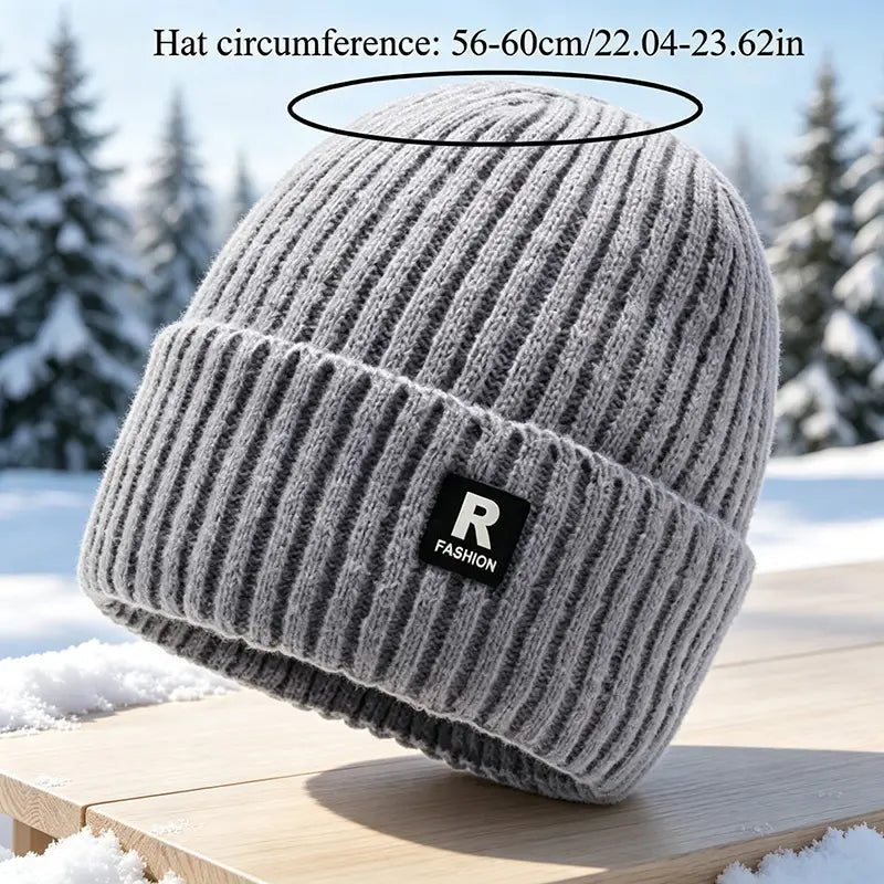 2-Pack Men's Fleece-Lined Knit Beanies, Warm Cuffed Winter Hats