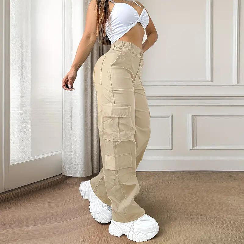 Women's Cargo Work Pants – Multi-Pocket Straight-Leg Outdoor Trousers,International shipping available