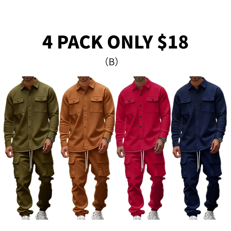8-Pack Mens Shirt Jacket & Cargo Pants Sets Only $24 (All Colors Included)