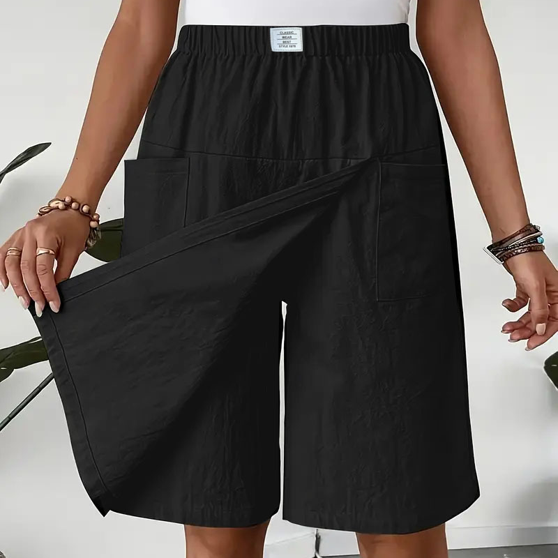 Damen Wickel-Skort mit elastischem Bund und Taschen