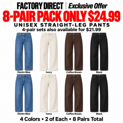 Unisex Straight-Leg Pants | 8 Pairs $24.99 or 4 Pairs $21.99 | XS–5XL