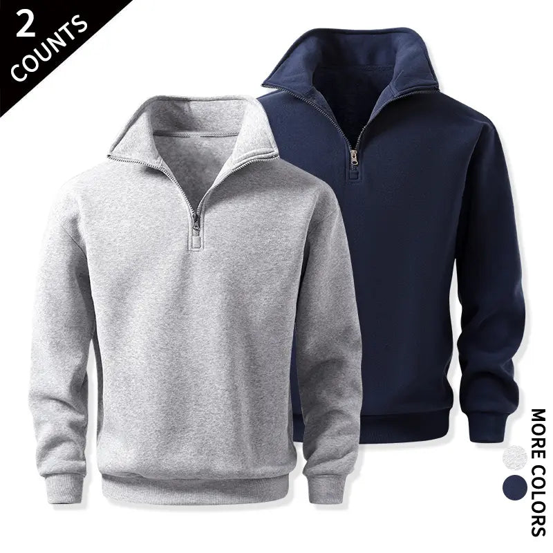 Men's Cozy Quarter-Zip Sweatshirts, Single or 2-Pack