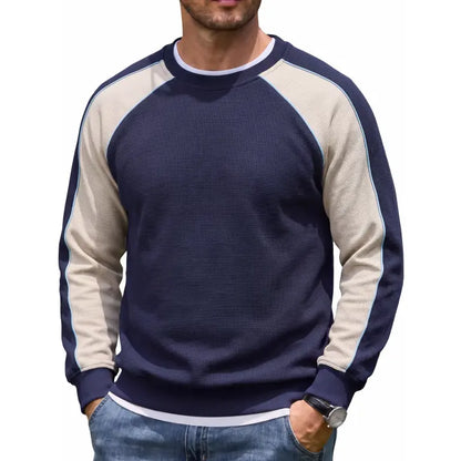 Men's 100% Cotton French Terry Relaxed-Fit Color-Block Crew Neck Sweatshirt