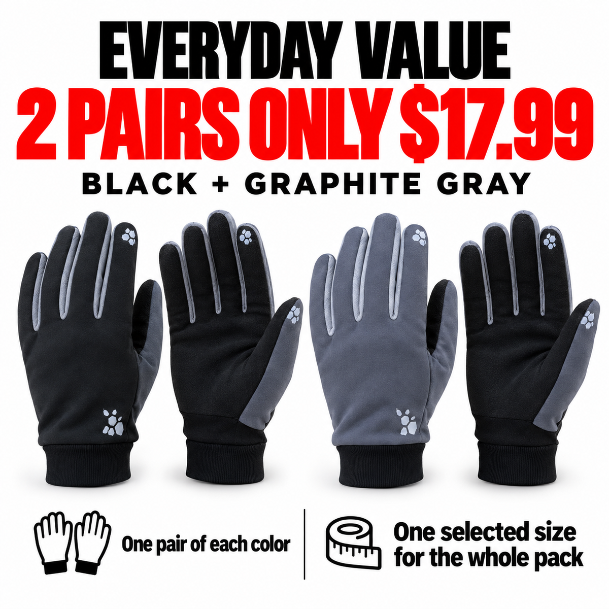 🏭 FACTORY LIMITED-TIME SALE | Everyday Full-Finger Gloves for Men & Women – 4 Pairs Only $21.99 | Comfortable Everyday Essential