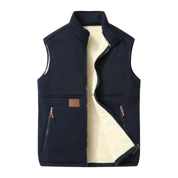 Men's Fleece Lined Winter Vest with Full Zip and Zippered Pockets