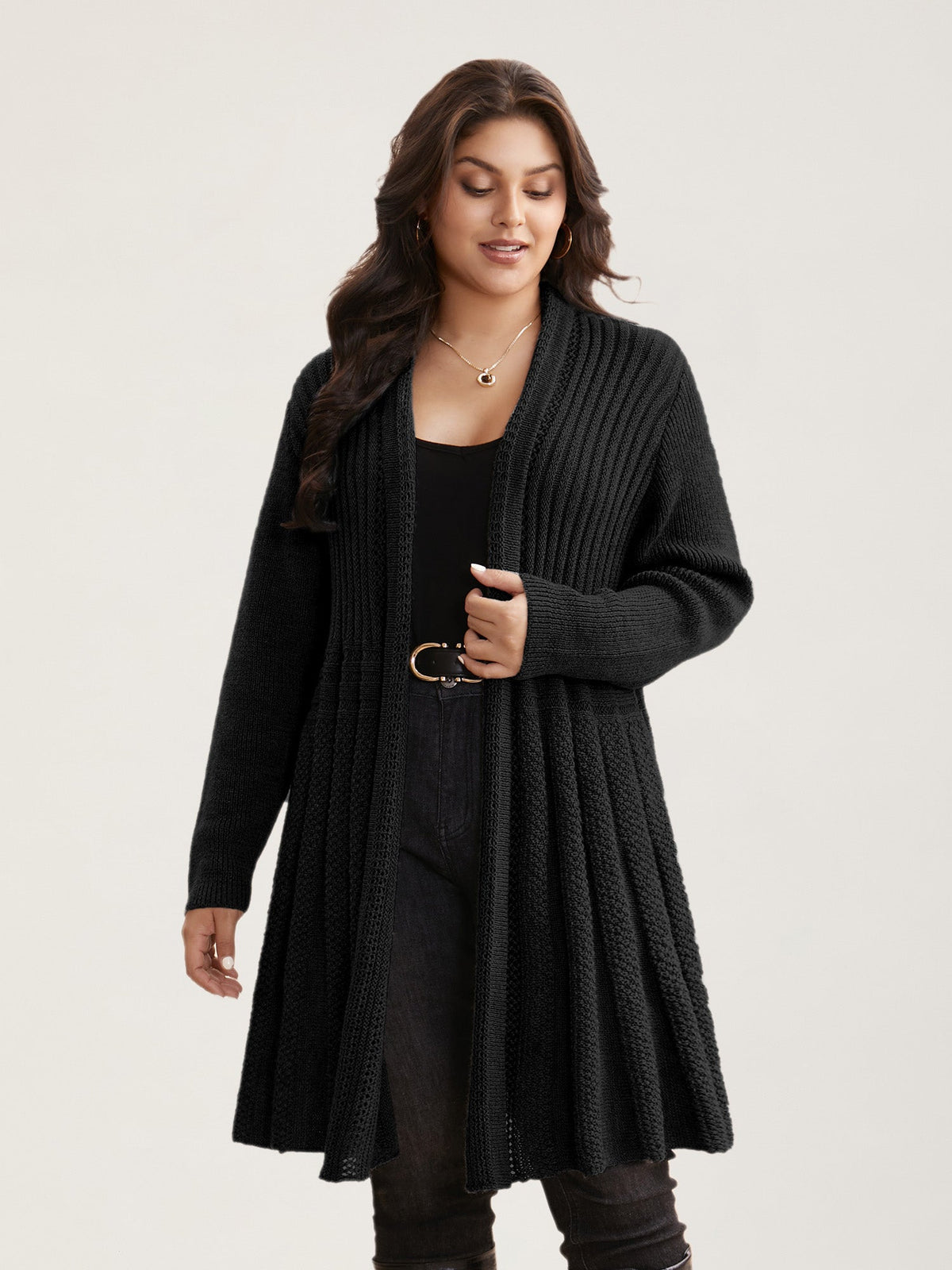 🔥 MAJOR SALE-Women's Textured Long Cardigan – Relaxed Kimono-Style Open Front Sweater