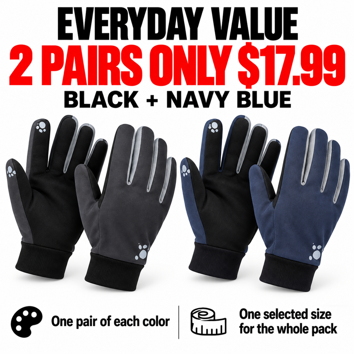 🏭 FACTORY LIMITED-TIME SALE | Everyday Full-Finger Gloves for Men & Women – 4 Pairs Only $21.99 | Comfortable Everyday Essential