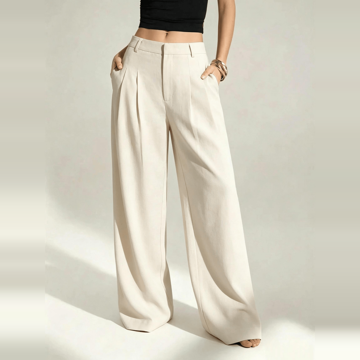 [LAST DAY SALE]Women’s High-Waist Wide-Leg Pants with Free Belt
