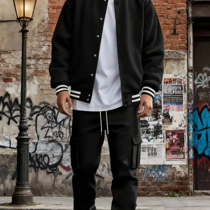 Men's Baseball Jacket and Cargo Pants Set