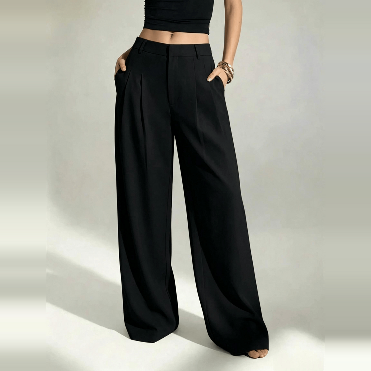 [LAST DAY SALE]Women’s High-Waist Wide-Leg Pants with Free Belt