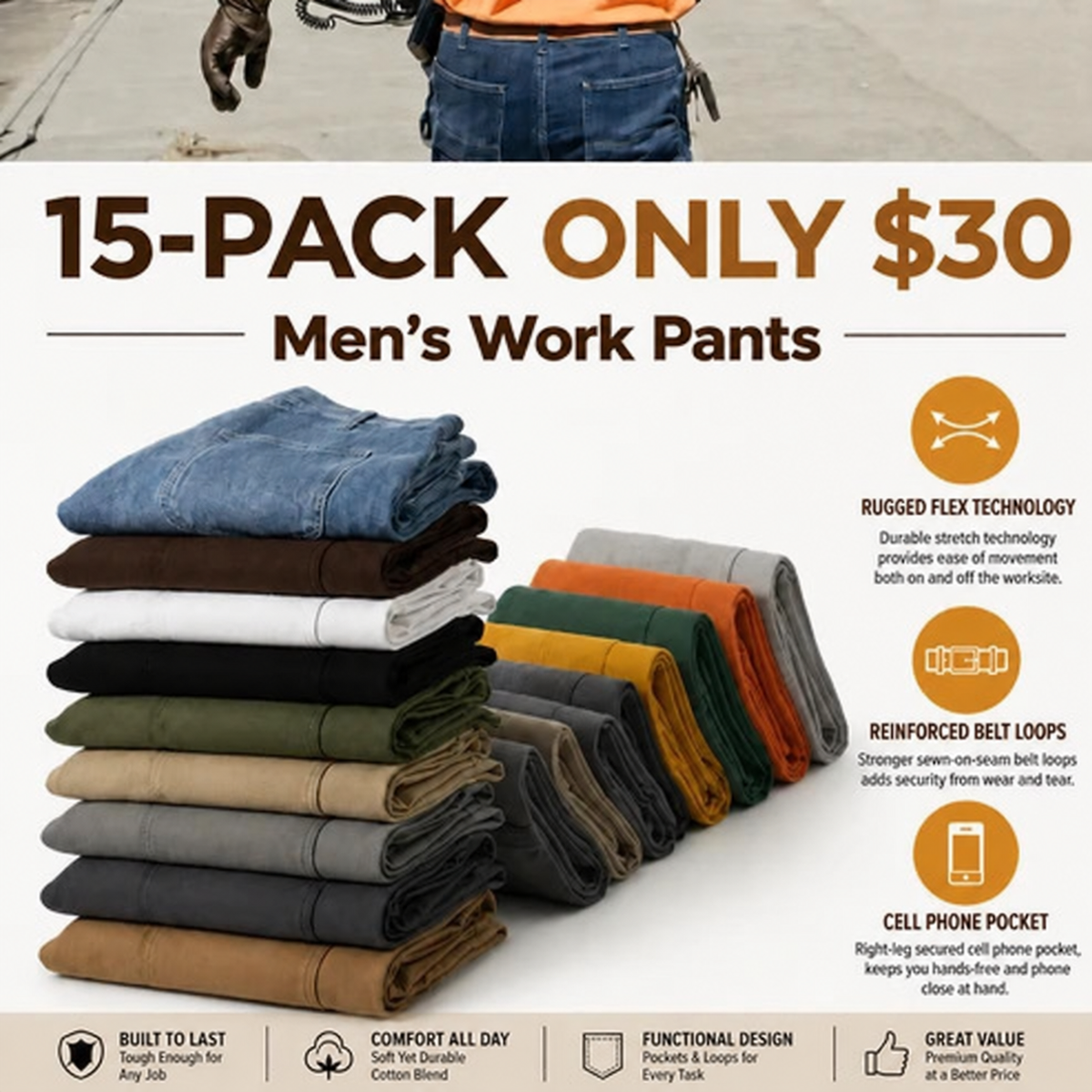 Men's Flex Relaxed Straight Work Pants