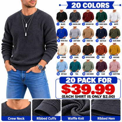 Men's Crewneck Sweater Soft Casual Sweaters Classic Long Sleeve Pullover Sweaters with Ribbing Edge