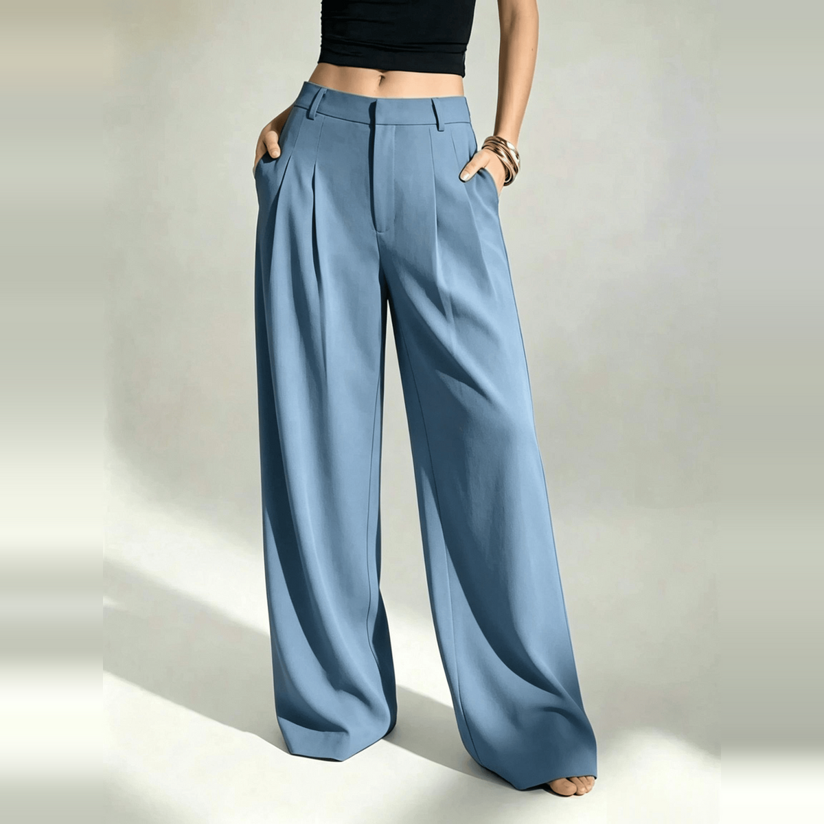 [LAST DAY SALE]Women’s High-Waist Wide-Leg Pants with Free Belt