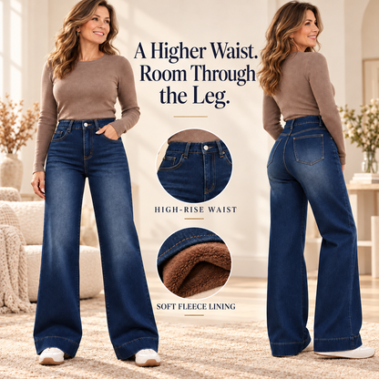 Women's Fleece-Lined Wide-Leg Jeans