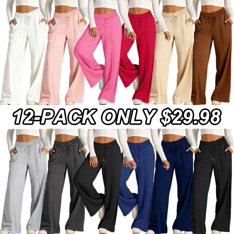 Women's Wide Leg Sweatpants Casual Loose Solid Color Pants