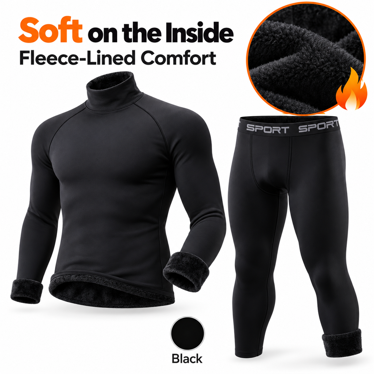 6-PACK ONLY $24---Men's Everyday Fleece-Lined Thermal Set