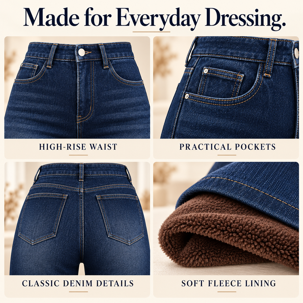 Women's Fleece-Lined Wide-Leg Jeans