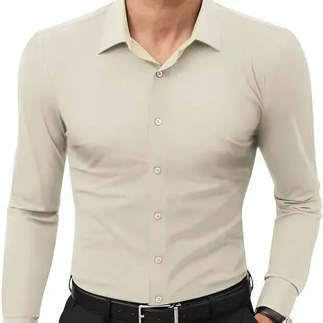 Men's Super Stretchy Dress Shirt Quick-Drying Breathable Anti-Wrinkle