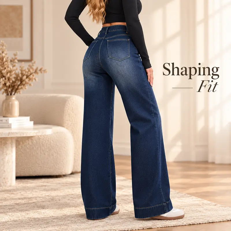 Women's Fleece-Lined Wide-Leg Jeans
