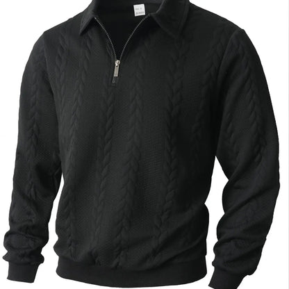 Men's Knitted Half-Zip Fitted Polo Neck Sweater
