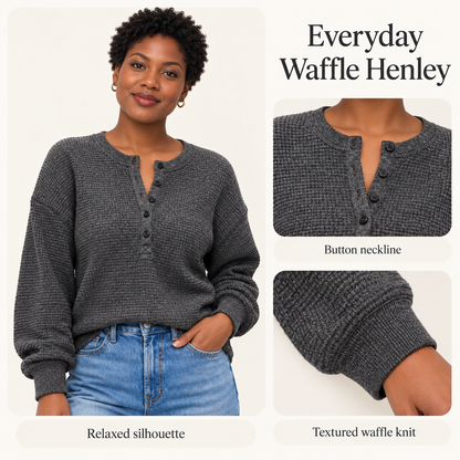 6-PACK ONLY $24---Old Navy Women's Long-Sleeve Crew-Neck Henley T-Shirt