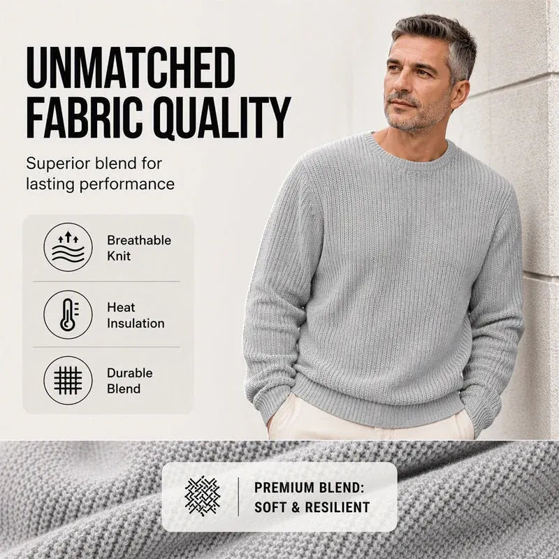 Men's Crewneck Sweater Soft Casual Sweaters Classic Long Sleeve Pullover Sweaters with Ribbing Edge