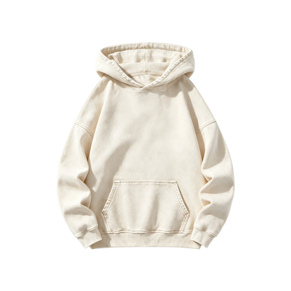 Men's Heavyweight Acid-Wash Pure Cotton Hooded Sweatshirt