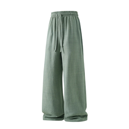 Men's Summer Lightweight Casual Retro Pants – Loose Fit Drawstring Breathable Pants for Indoor & Outdoor Wear