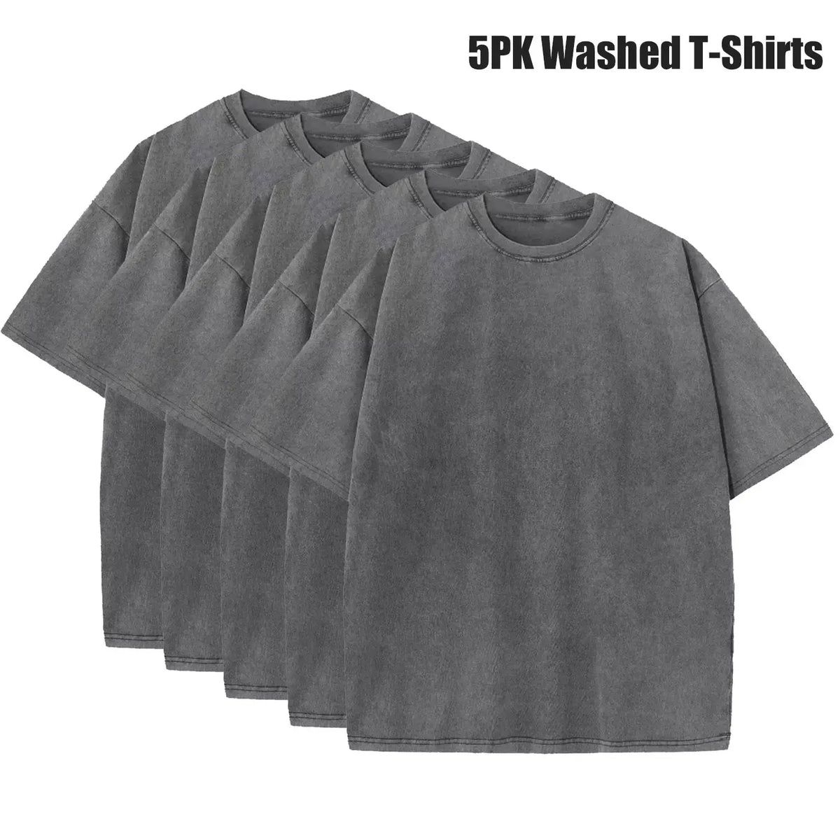 Men's 5-Pack Vintage Washed Heavyweight Gym T-Shirts – Baggy Acid Wash