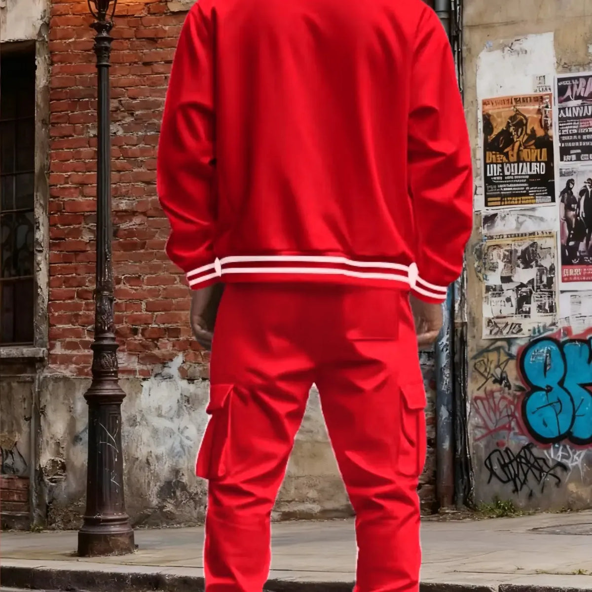 Men's Baseball Jacket and Cargo Pants Set